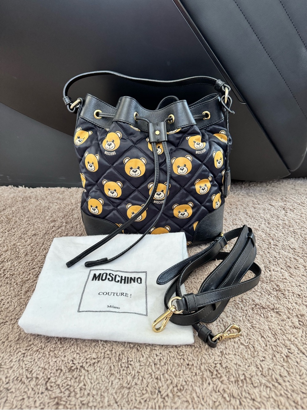Authentic Moschino Bear Bucket Bag Shoulder/Crossbody View 2